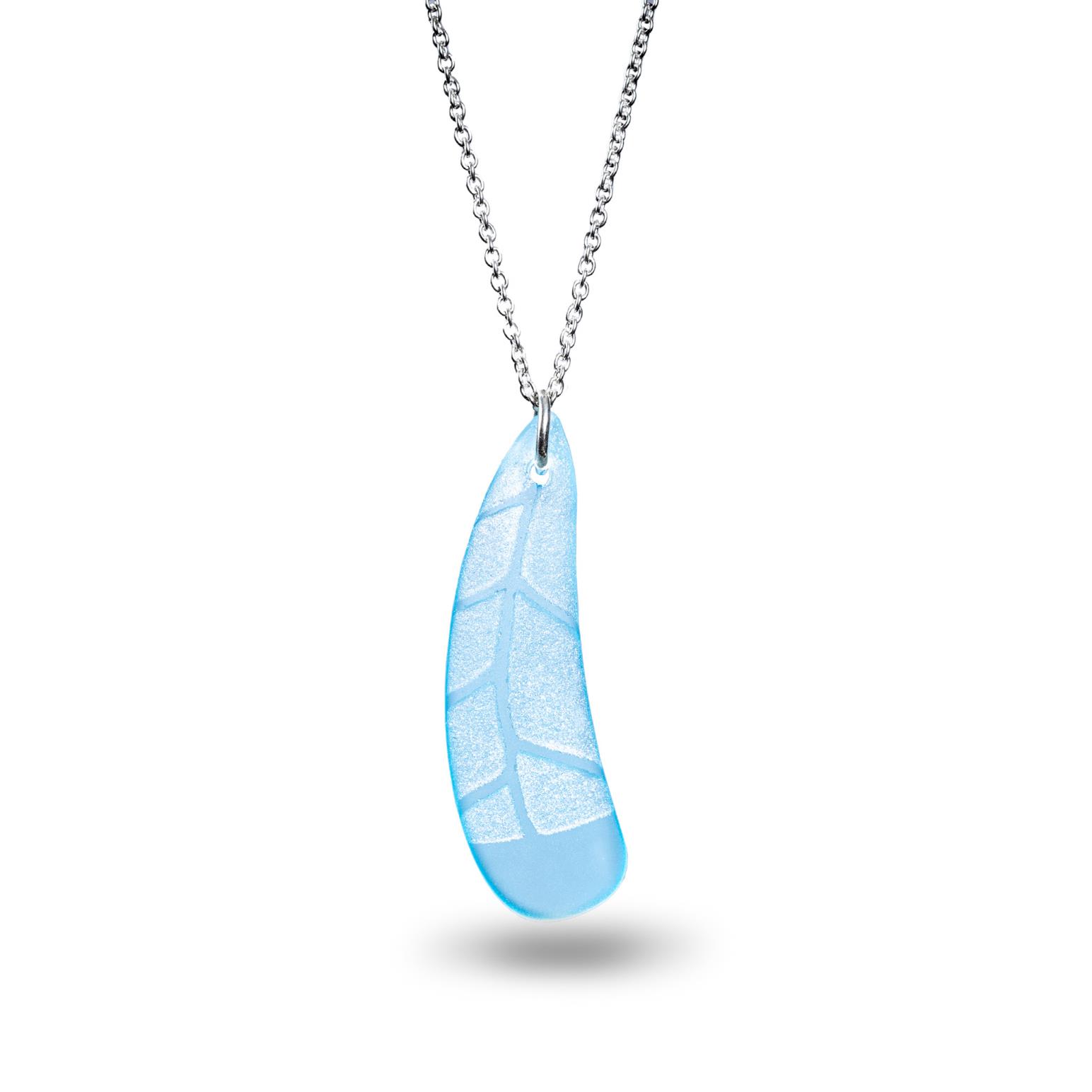 StoneArrow Jewellery Huia Feather Pendant - Light Blue